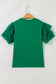 Dark Green Tulle Ruffle Sleeve Blouse