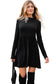 Red Dahlia Frilled Neck Ribbed Knit Patchwork Long Sleeve Mini Dress
