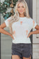 White Short Sleeve Knit Contrast Bow Knot Loose Sweater