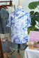 Blue Wild Animal Paradise Striped Detail V Neck Blouse