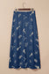 White Western Print Satin Long Skirt