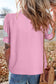 Rose Floral Ric Rac Edge Puff Sleeve Button Up Summer Shirt