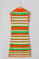 Yellow Stripe Eyelet Sleeveless Buttoned Split Neck Sweater Dress