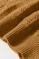 Jurassic Gold Hollow Out Crochet Ribbed Edge Balloon Sleeve Sweater