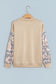 Beige Camouflage Sleeve Crewneck Baggy Pullover Sweatshirt