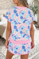 Pink Camouflage Print Contrast Trim Athletic Skort Set