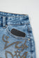 Dusk Blue Western Embroidery Stud Denim Shorts Summer Daily Wear