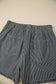 Black Stripe Raw Edge Drawstring Elastic Waist Casual Denim Shorts