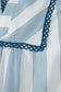 Sky Blue Stripe Subtle Lace Detail V Neck Ruffle Trim Casual Dress