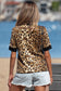 Brown Sequin Leopard Pattern Short Sleeve Top