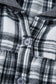 Gray Plaid Patchwork Long Sleeve Button Hooded Blouse