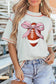 Light Grey Sweet Bow Rugby Football Graphic Contrast Stitched Tee