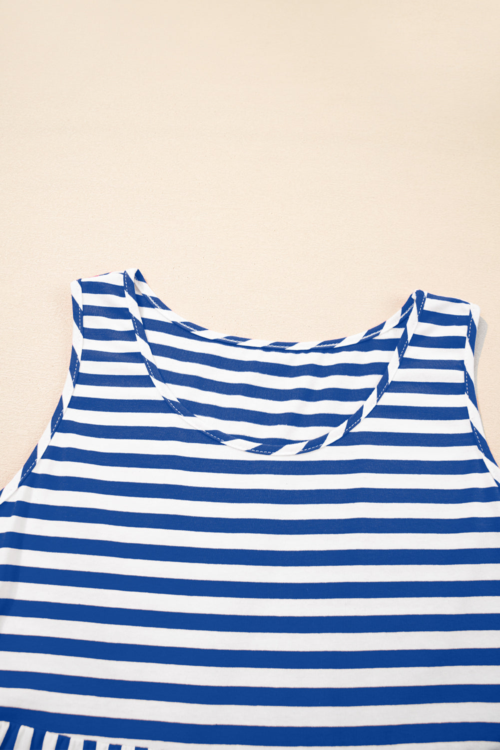 Sky Blue Stripe U Neck Sleeveless Loose Fit Mini Dress