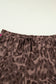 Brown Retro Leopard Print Contrast Varsity Stripe Trim Plus Size 2pcs Short Set