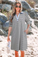 Black Stripe Contrast V Neck Collared Puff Sleeve T Shirt Mini Dress with Pockets