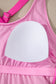 Rose Red Contrast Trim Neckline Active Shorts Attached One Piece Swim Dress