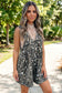 Khaki Mineral Wash Pleated Bust V Neck Sleeveless Denim Romper