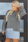 Medium Grey Raw Edge Uneven Hem Patchwork Drop Shoulder Sweater