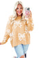 Pink Bow Pattern Drop Shoulder Loose Sweater