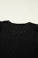 Beau Blue Solid Color Textured Notched Neck Puff Sleeve Blouse
