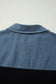 Black Color Block Denim Patchwork Button Polo Collar Short Sleeve Top