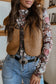 Light French Beige Contrast Trim Tie Front Sherpa Vest