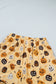 Orange Long Sleeve Ruffle Pumpkin Face Print Two Piece Lounge Set