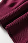 Burgundy Contrast Trim V Neck Cuffed Short Sleeve Loose Sweater