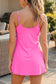 Pink Solid Color Tunic Tank Dress Athletic Shorts Two Piece Set