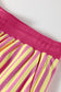 Pink Stripe Colorblock Trim V Neck Tee Drawstring Elastic Waist Short Set