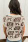 Brown Western Horseshoe Bow Printed V Neck Loose Sweater Vest